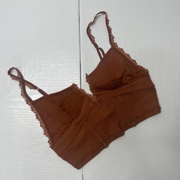 Free People Intimately Bralet Top Size XS Rust Brown Strappy Cami Cropped Bodice - Picture 2 of 9